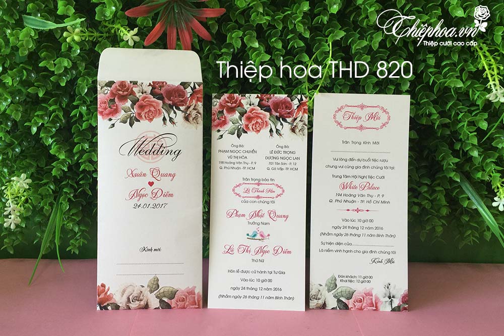 Mẫu thiệp cưới 2k giá rẻ Thiệp hoa THD 820