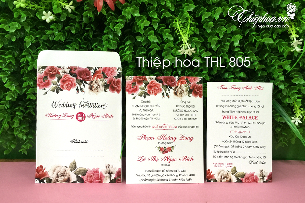 Mẫu thiệp cưới 2k giá rẻ Thiệp hoa THL 805