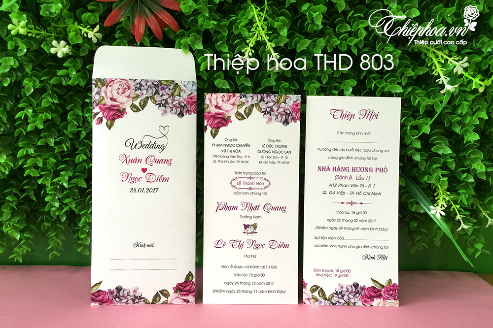 Thiệp hoa THD 803, In thiệp cưới 2k giá rẻ tại TP. HCM