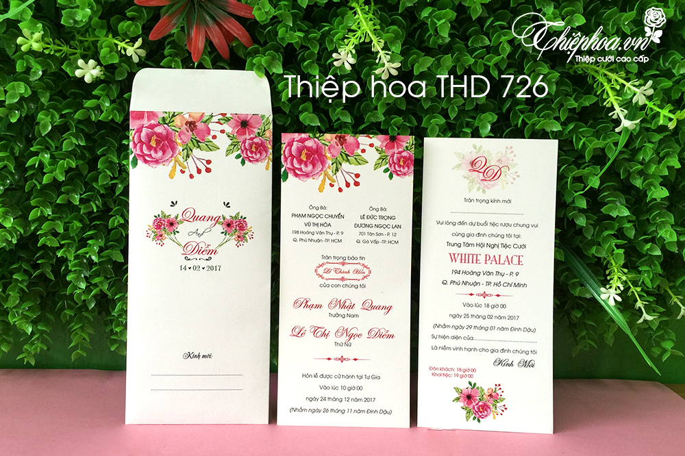 Mẫu thiệp cưới 2k giá rẻ Thiệp hoa THD 726